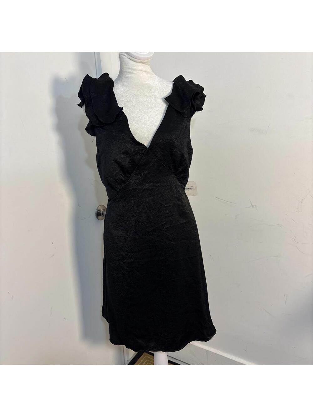 altar'd state Black Satin Mini Dress Cutout Back X-Large New With Tags